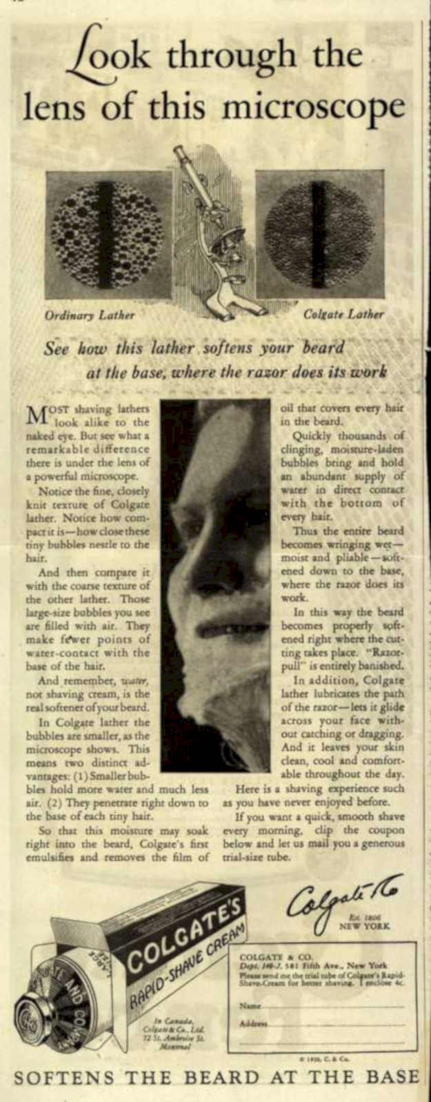 Colgate Lather Microscope Vintage Retro Advert Ads A4 Photo Print