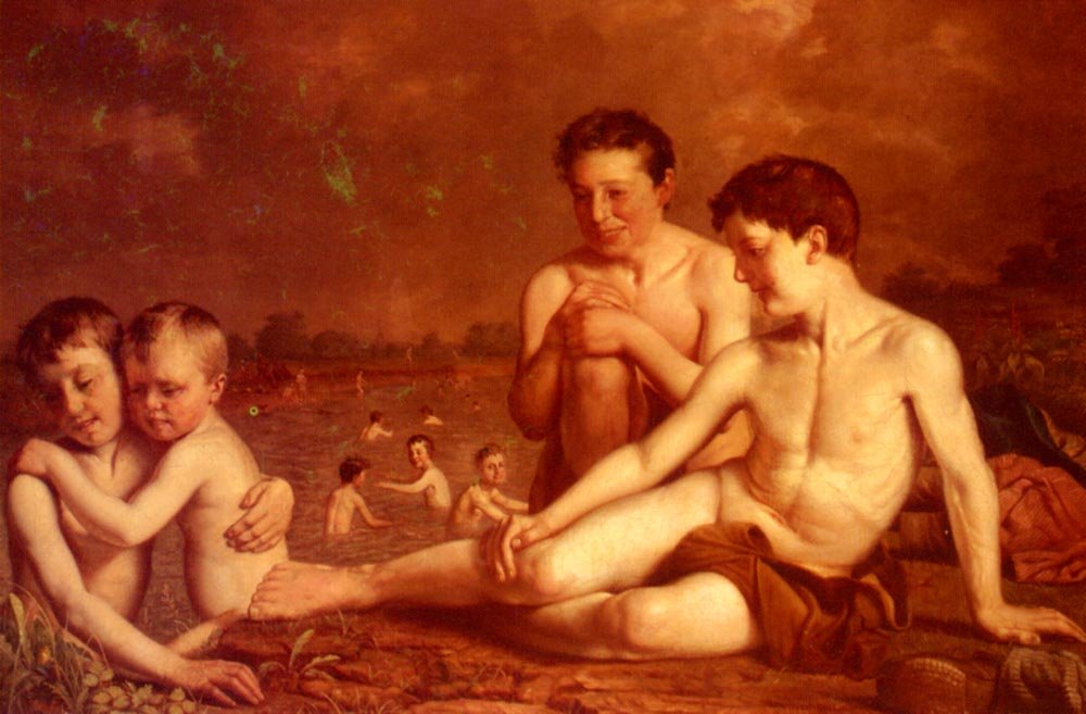 Collins Hugh Young Boys Bathing Art A4 Photo Print