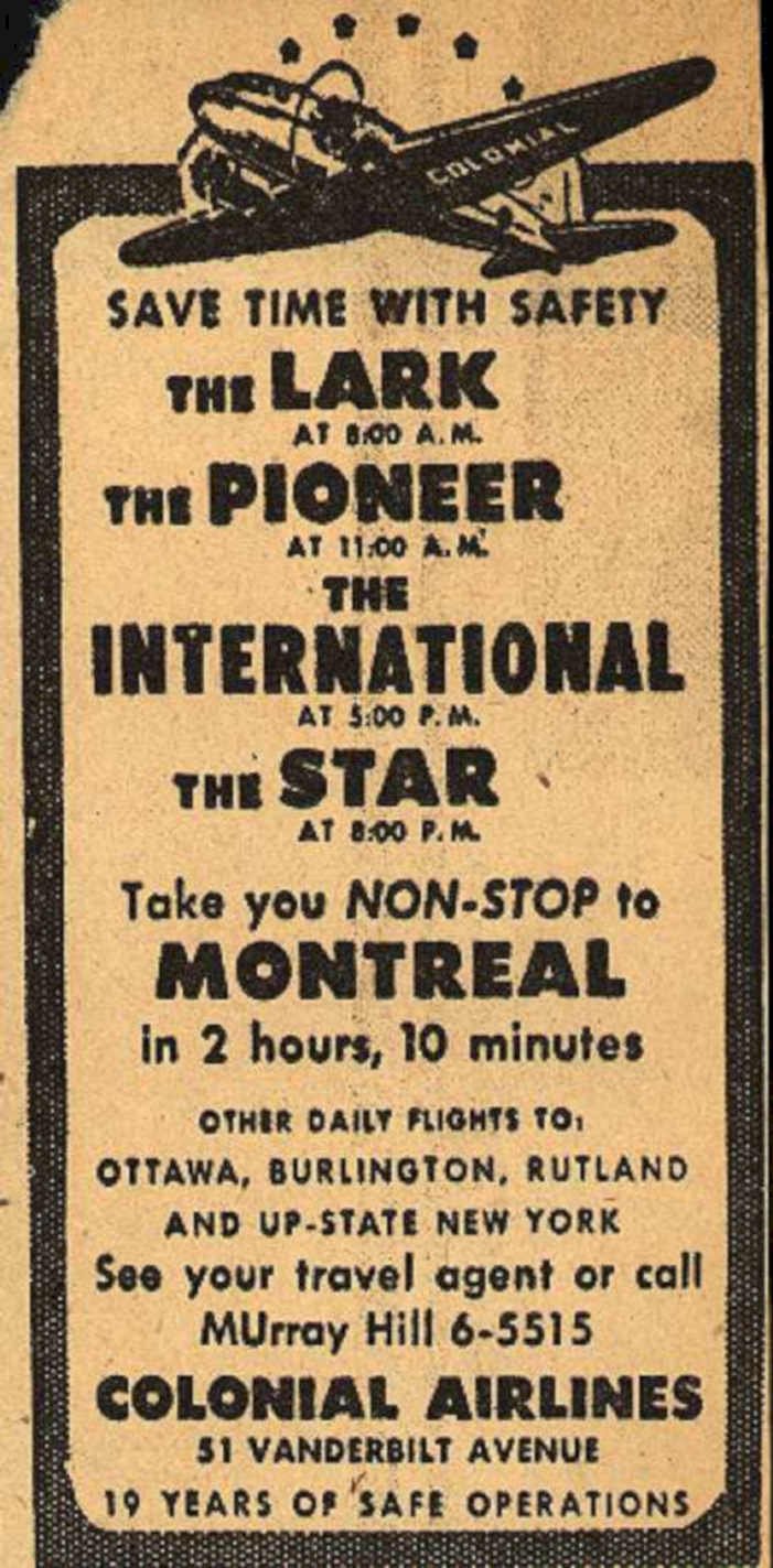 Colonial Airlines Schedule Vintage Retro Advert Ads A4 Photo Print