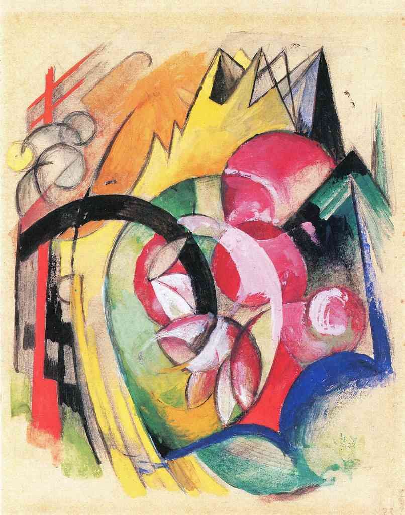 Colored Flowers Franz Marc Abstract Art A4 Photo Print