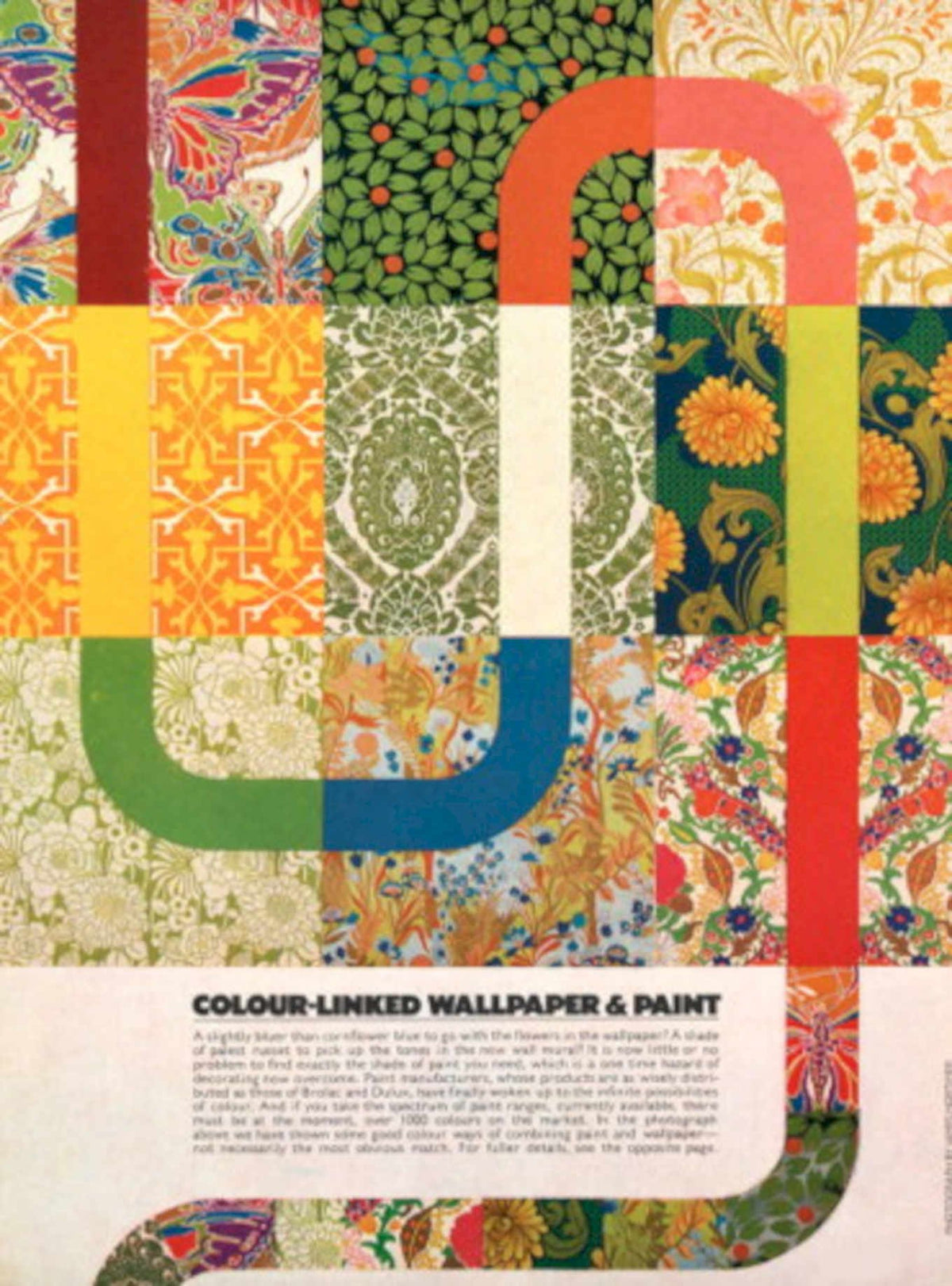 Colour Linked Wallpaper 1970s Vintage Retro Advert