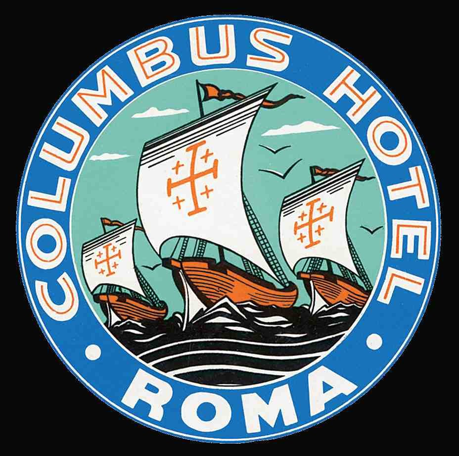 Columbus Luggage Label Vintage A4 Photo Print