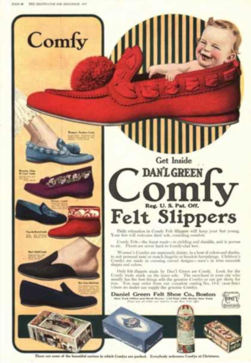 Comfy Felt Slippers Vintage Retro Advert Ads A4 Photo Print