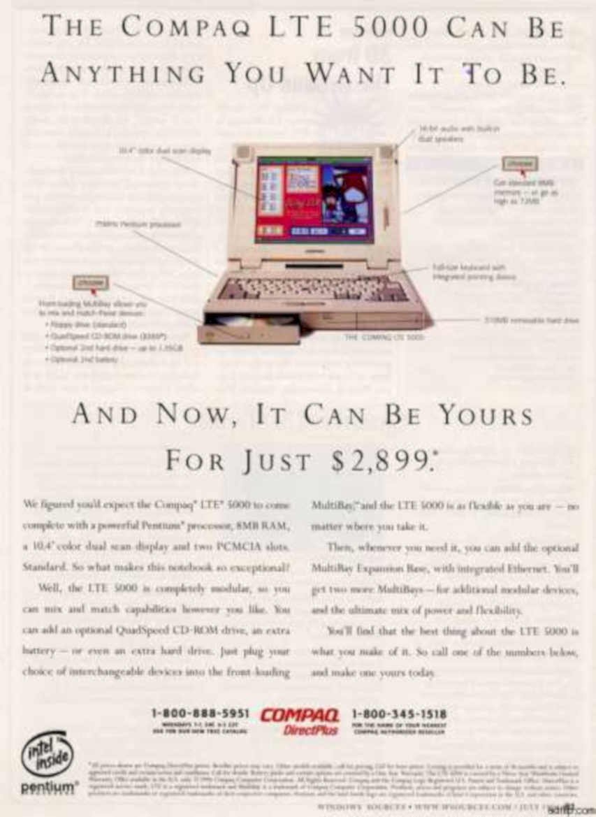 Compaq Lte 5000 Vintage Retro Advert Ads A4 Photo Print