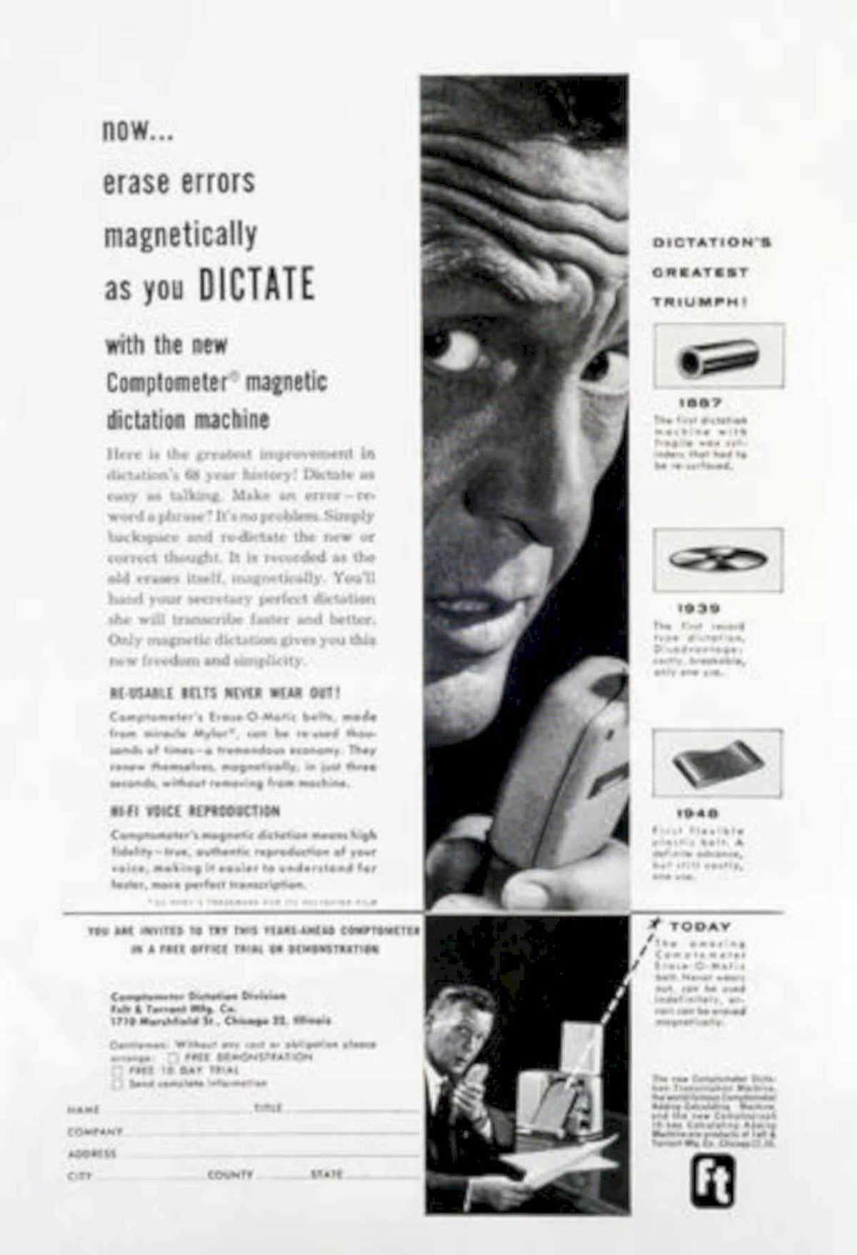Comptometer Dictation Machine Vintage Retro Advert Poster A4 Photo Print