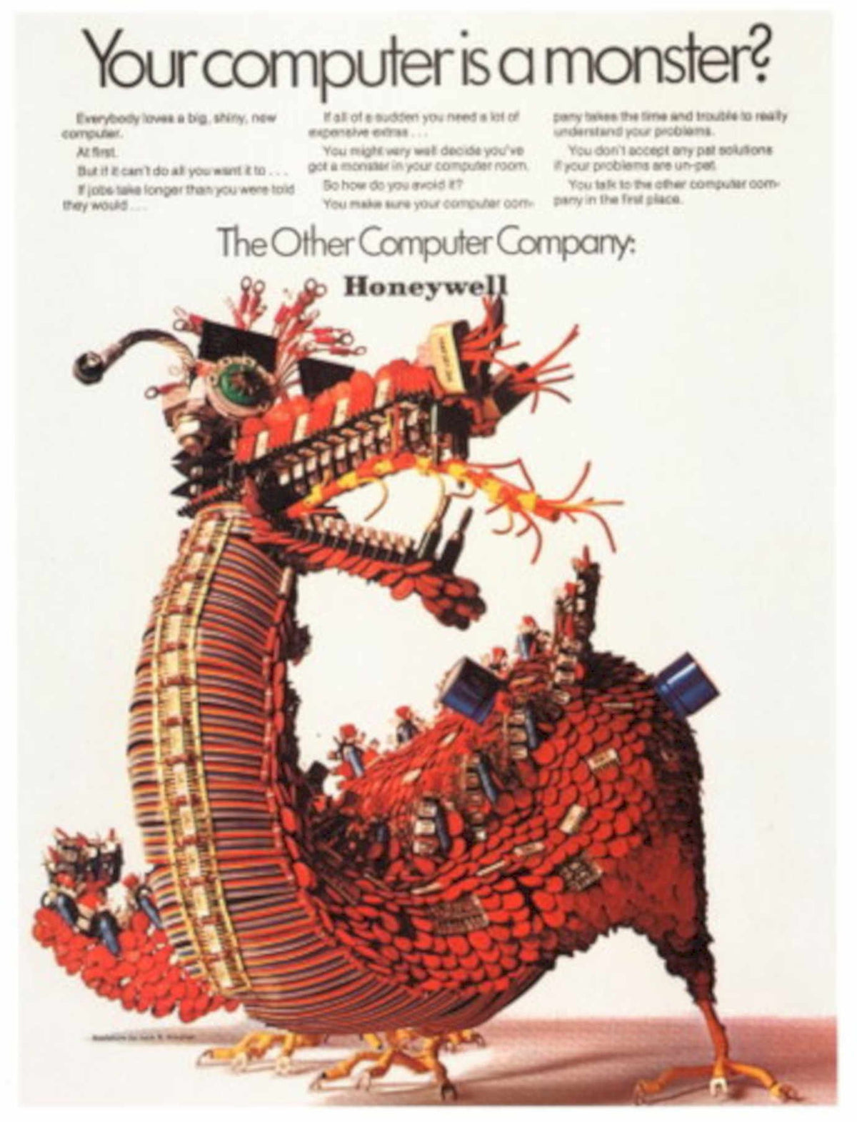 Computer Monster Honeywell 1960s Vintage Retro Advert