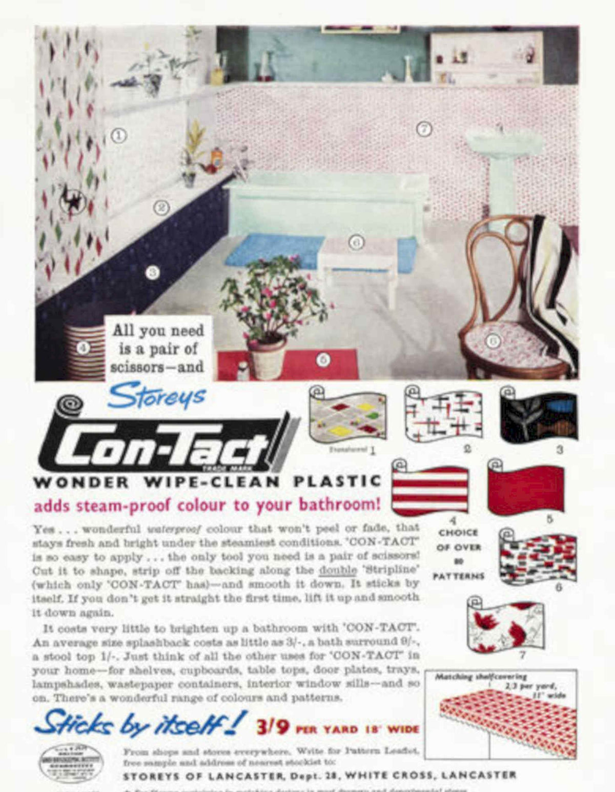 Con Tact Bathroom Vintage Retro Advert Poster A4 Photo Print