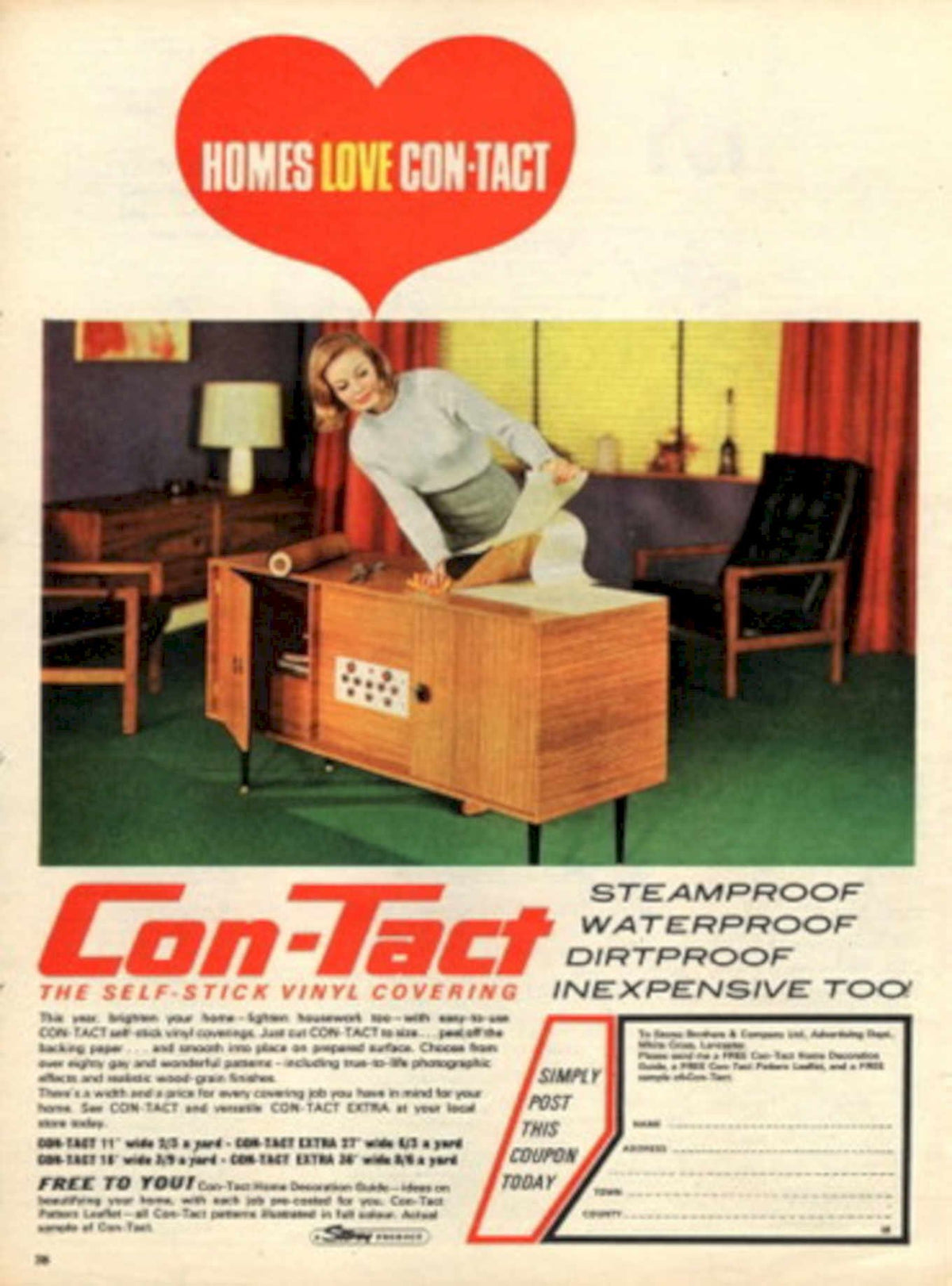 Con Tact Cabinet 1960s Vintage Retro Advert