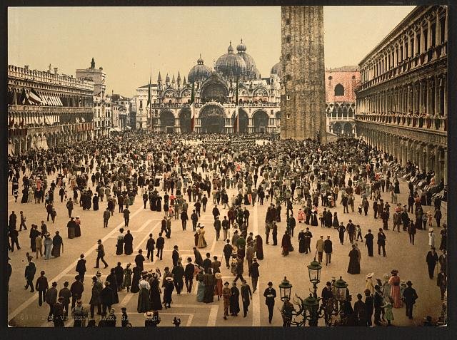 Concert in St Marks Place Venice Vintage A4 Photo Print