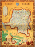 Congo Belgium Map Vintage Retro Advert Poster A4 Photo Print