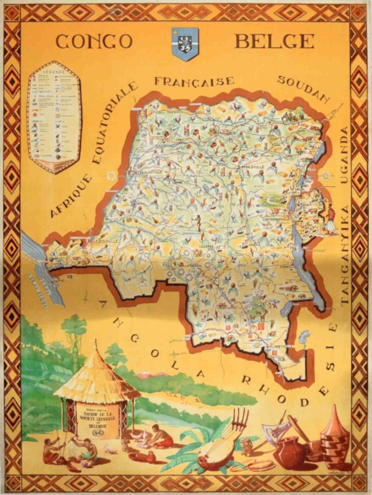 Congo Belgium Map Vintage Retro Advert Poster A4 Photo Print