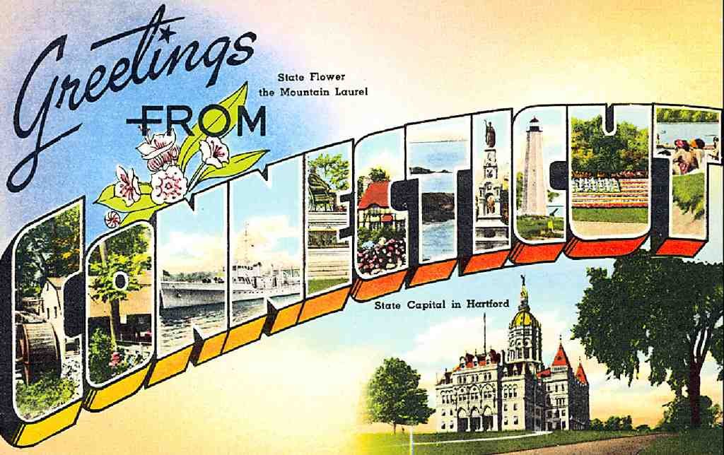 Connecticut Luggage Label Vintage A4 Photo Print