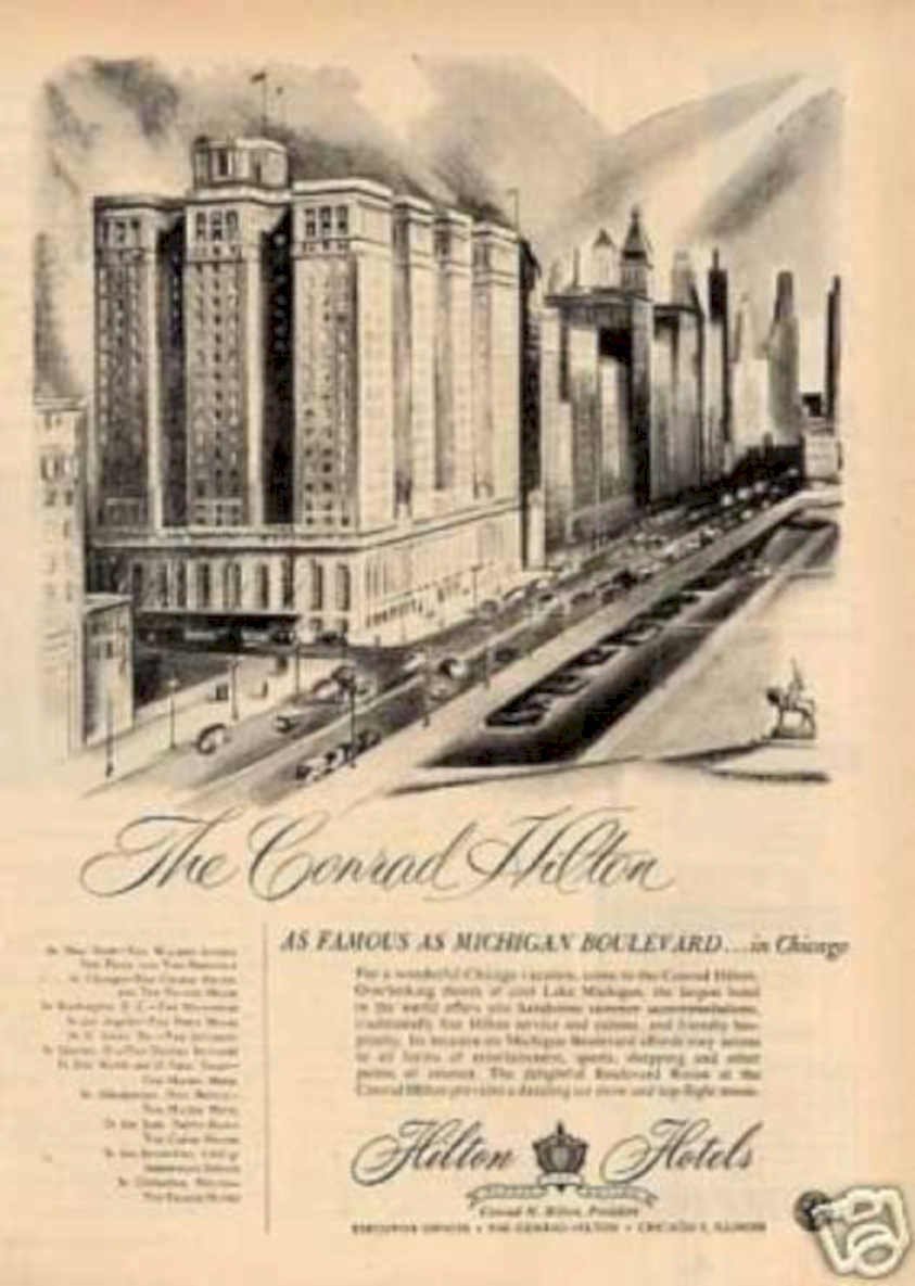 Conrad Hilton Chicago Vintage Retro Advert Ads A4 Photo Print