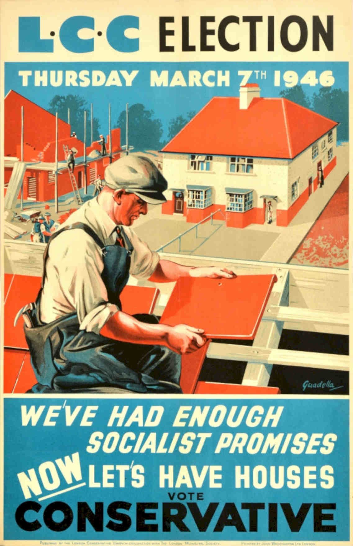 Construction Houses Election Vintage Retro Advert Poster A4 Photo Print