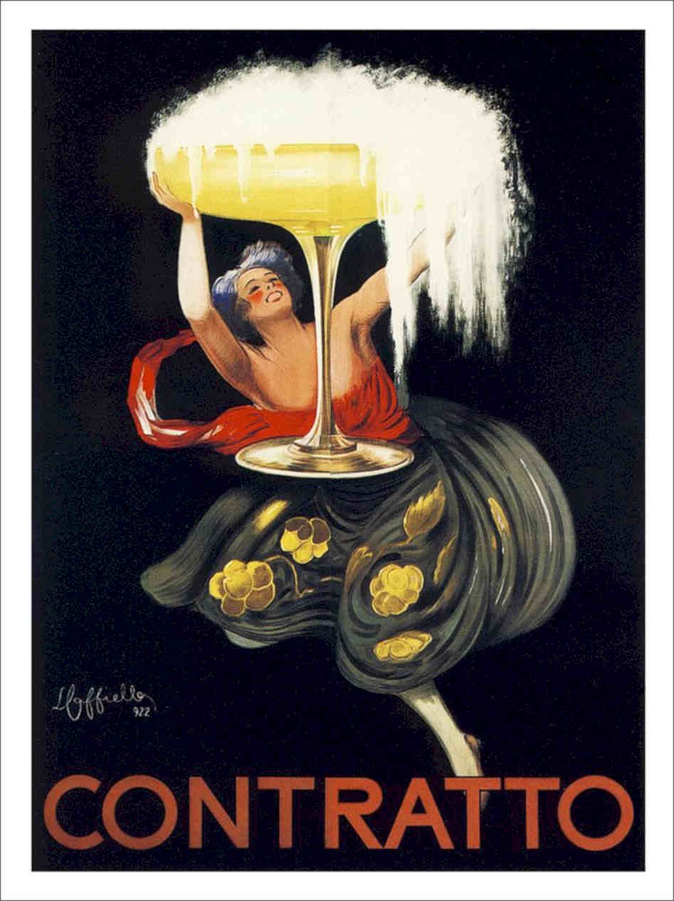 Contratto Champagne Leonetto Cappiello 1922 Vintage Retro Advert Poster A4 Phot