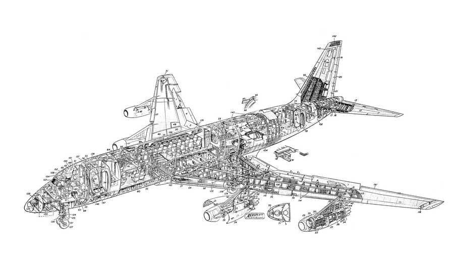 Convair 880 cutaway A4 Photo Print