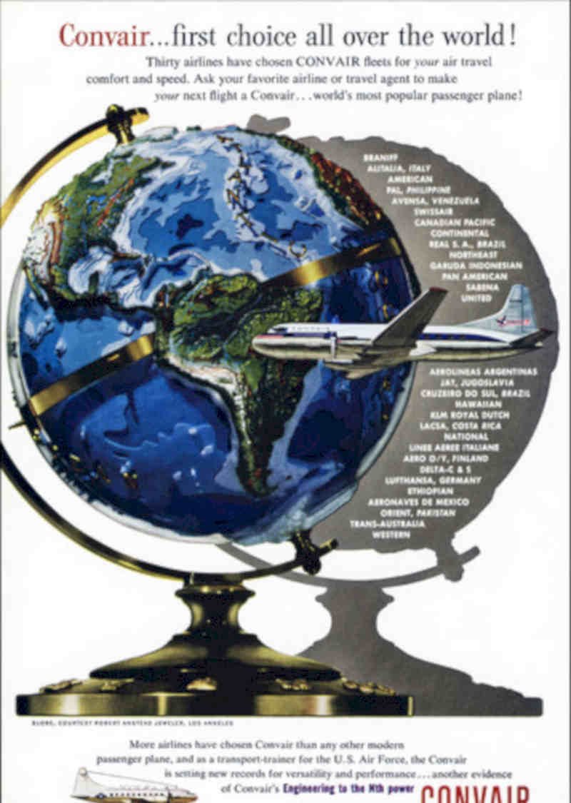 Convair Globe Airlines Vintage Retro Advert Poster A4 Photo Print