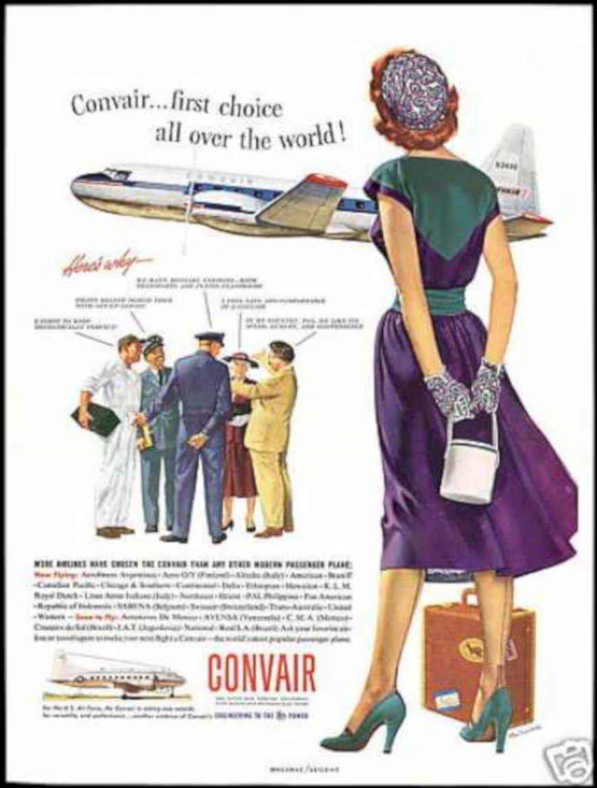 Convair Passenger Planes Vintage Retro Advert Ads A4 Photo Print