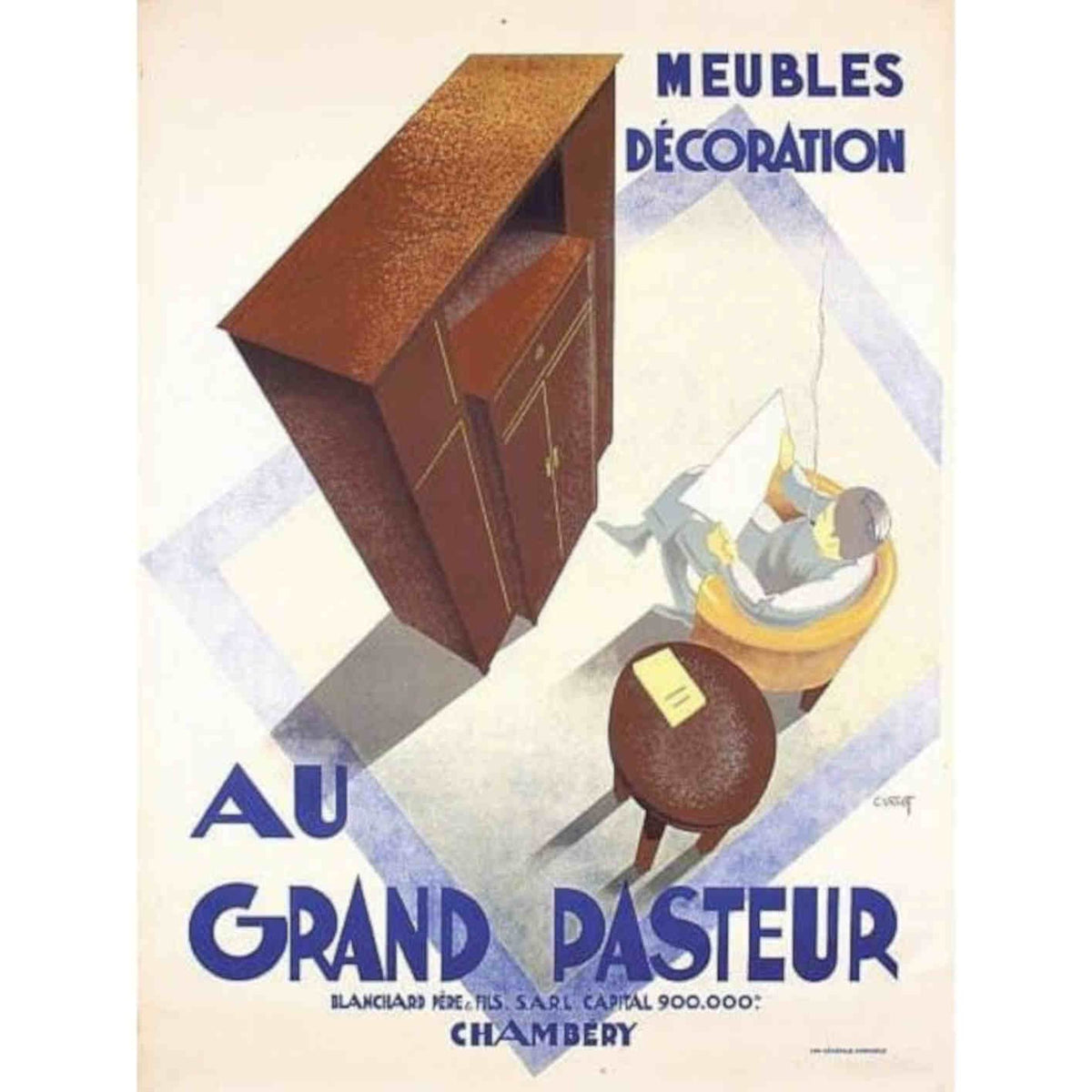 Cool Art Deco French Furniture Advertising Pri Vintage Retro Advert Poster A4 P