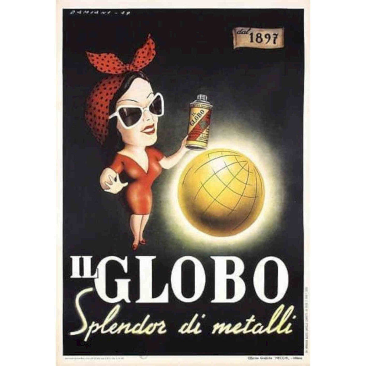 Cool Italian 1950s Il Globo Advertisement Prin Vintage Retro Advert Poster A4 P