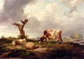 Cooper Thomas Sidney A Cow With Sheep In A Landscape A4 Photo Print