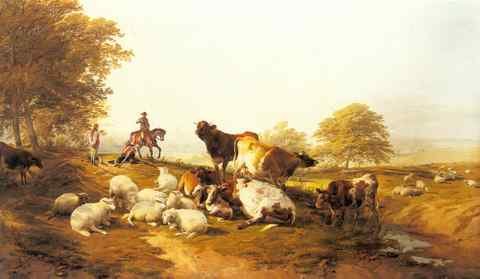 Cooper Thomas Sidney Cattle And Sheep Resting In An Extensive Landscape A4 Photo Print