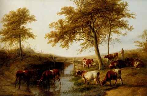 Cooper Thomas Sidney Cattle Resting By A Brook A4 Photo Print