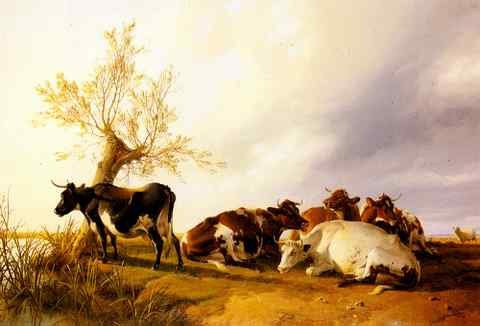 Cooper Thomas Sidney Dairy Cows Resting A4 Photo Print
