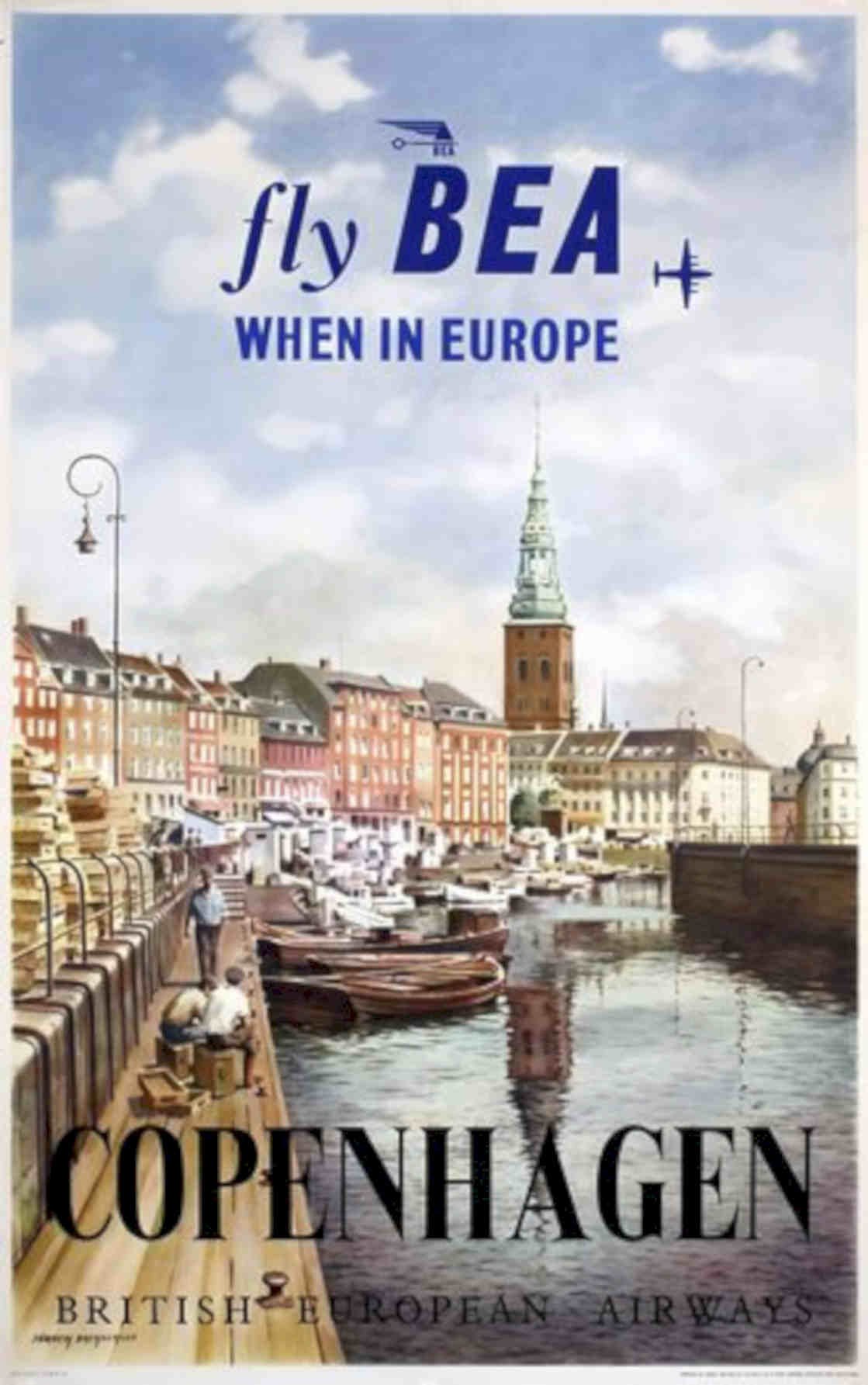 Copenhagen Nyhavn Travel Vintage Retro Advert Poster A4 Photo Print