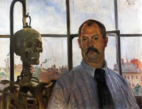 Corinth Lovis Self Portrait with Skeleton  A4 Photo Print