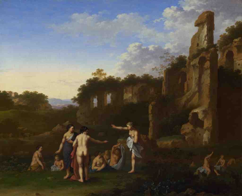 Cornelis van Poelenburgh Women bathing in a Landscape A4 Photo Print