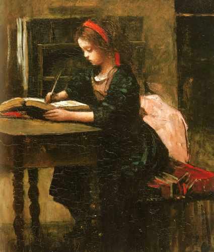 Corot Jean Baptiste Camille Fillete A L Etude En Train D Ecrire A4 Photo Print