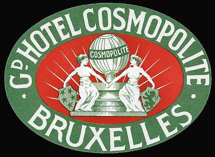 Cosmopolite Luggage Label Vintage A4 Photo Print