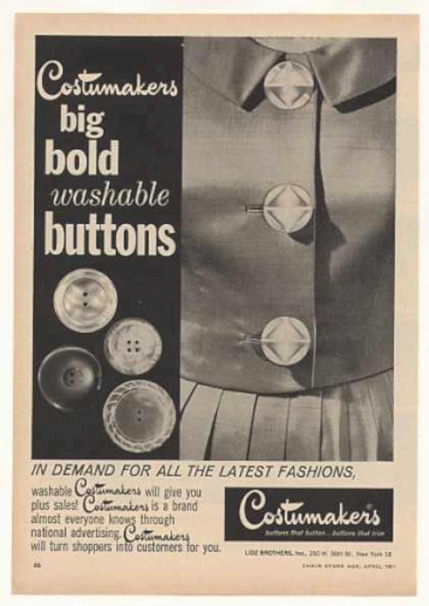 Costumakers Buttons Jacket Vintage Retro Advert Ads A4 Photo Print