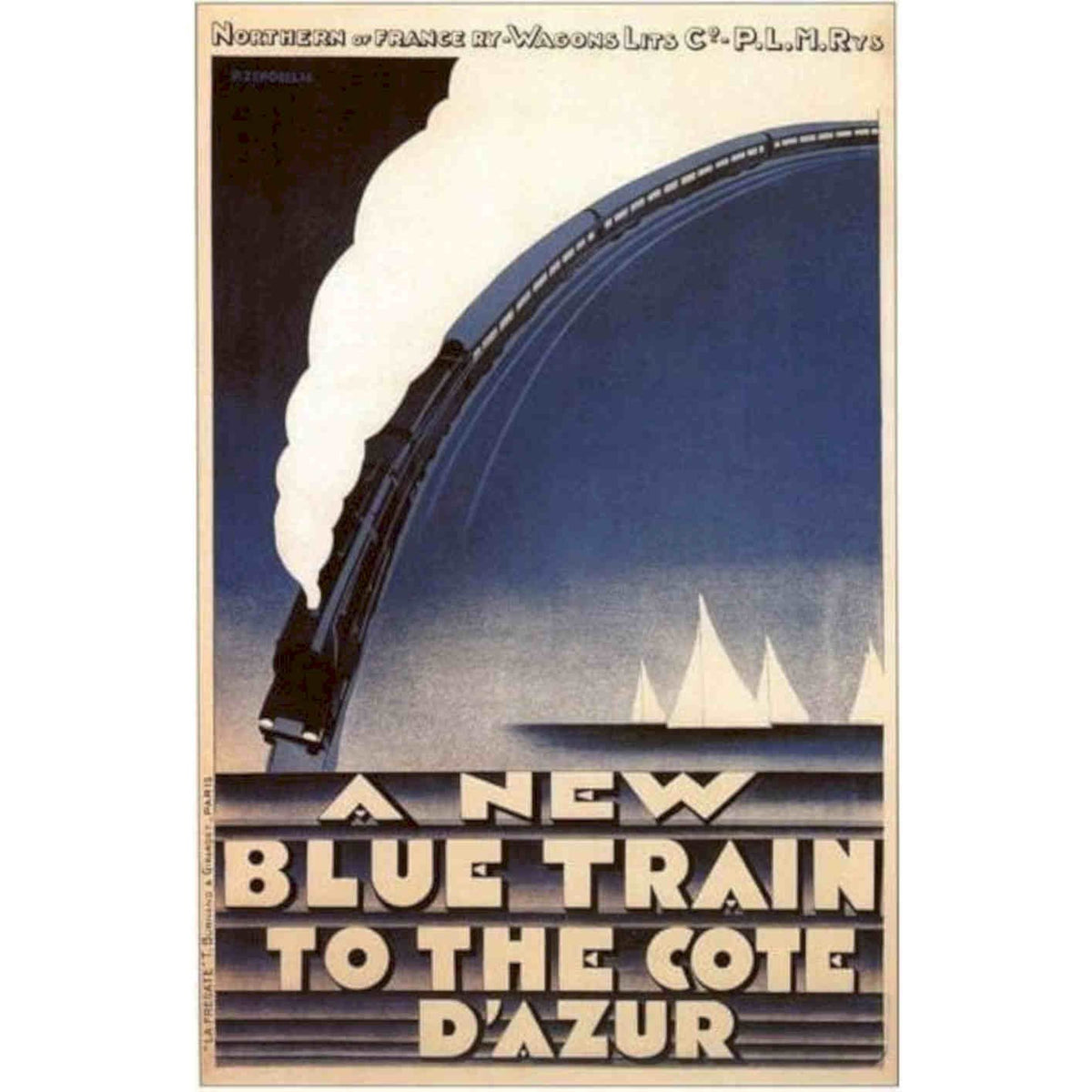 Cote Dazur Blue Train French Tourism Vintage Retro Advert Poster A4 Photo Print