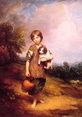 Cottage Girl With Dog And Pitcher Art A4 Photo Print
