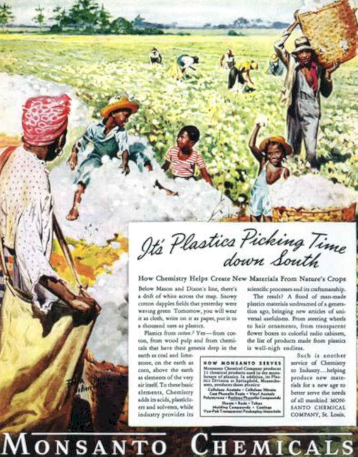 Cotton Pickers Monsanto Vintage Retro Advert Poster A4 Photo Print