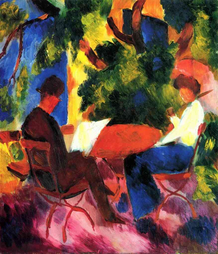 Couple At The Garden Table Macke A4 Photo Print