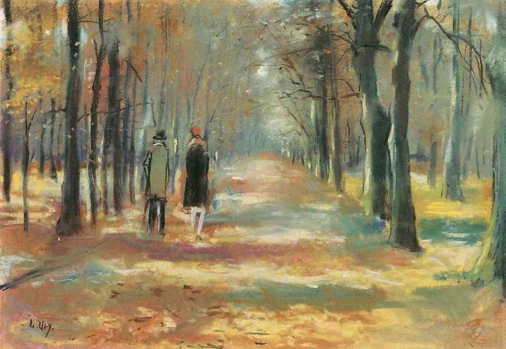 Couple Walking In The Woods Lesser Ury Impressionism European A4 Photo Print