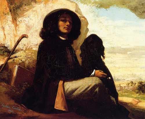 Courbet Gustave Self Portrait With A Black Dog A4 Photo Print
