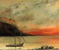 Courbet Gustave Sunset On Lake Leman 5 A4 Photo Print