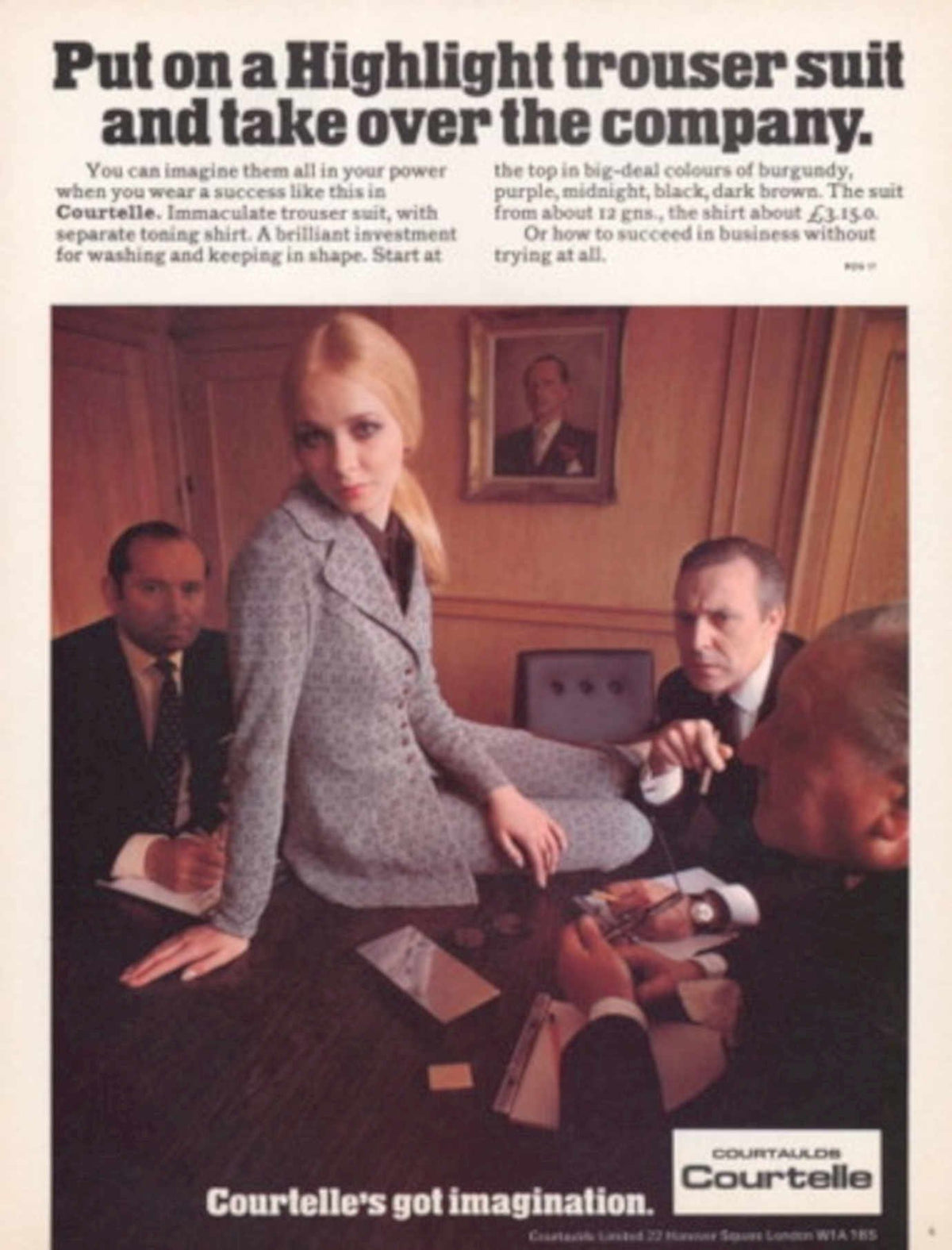 Courtauld Suit Office 1970s Vintage Retro Advert