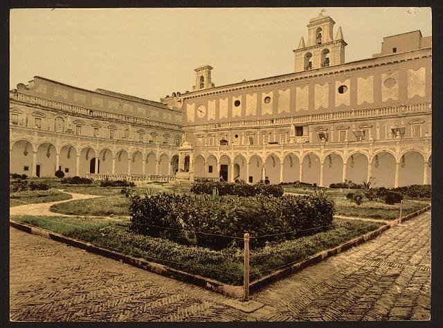 Courtyard Naples Vintage A4 Photo Print