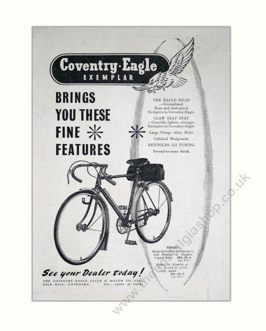 Coventry Eagle Exemplar 1 Vintage Retro Advert Poster A4 Photo Print
