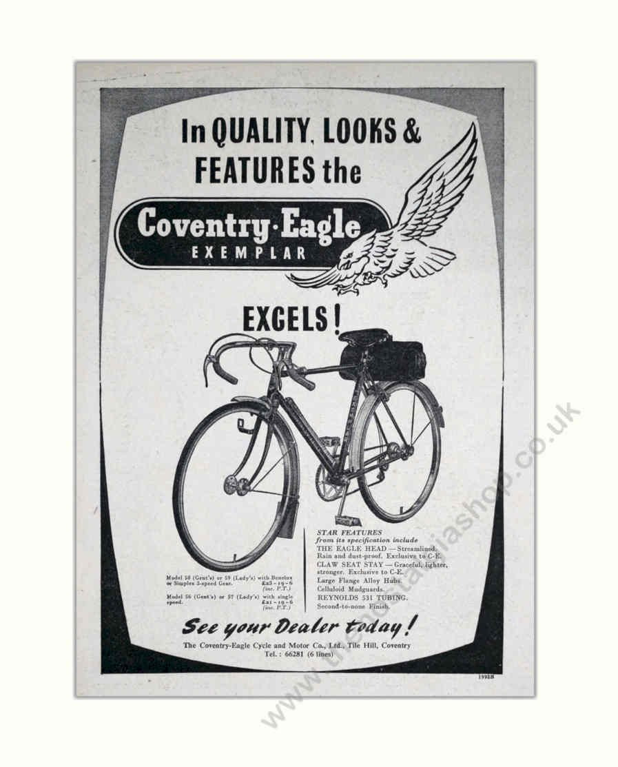 Coventry Eagle Exemplar 2 Vintage Retro Advert Poster A4 Photo Print