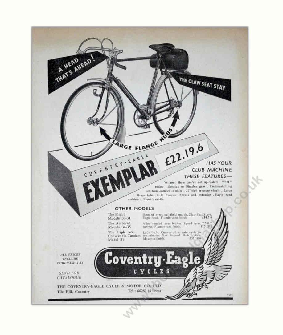 Coventry Eagle Exemplar 3 Vintage Retro Advert Poster A4 Photo Print