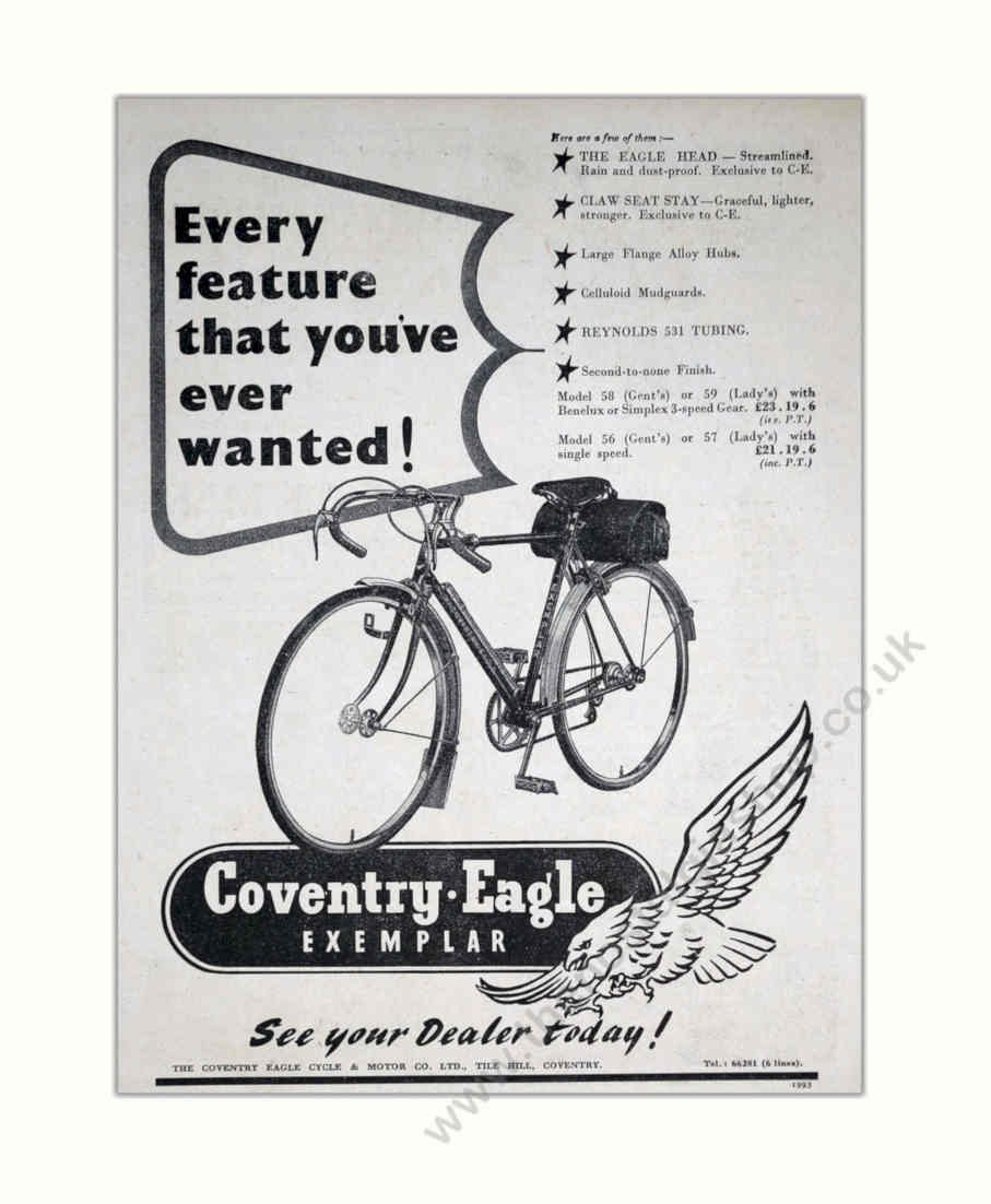 Coventry Eagle Exemplar 4 Vintage Retro Advert Poster A4 Photo Print