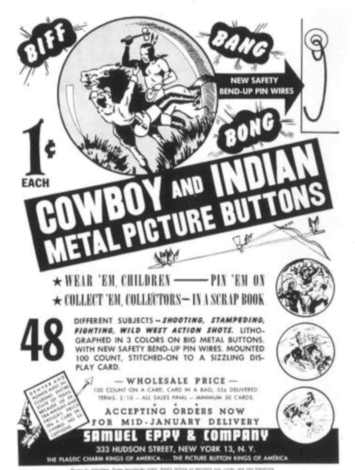 Cowboy Buttons Western Vintage Retro Advert Poster A4 Photo Print