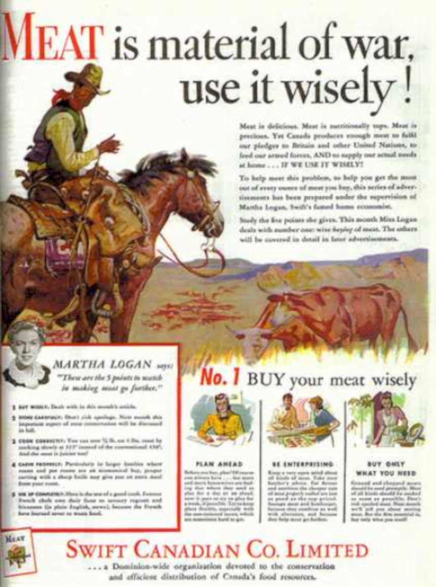 Cowboy Meat War Vintage Retro Advert Ads A4 Photo Print