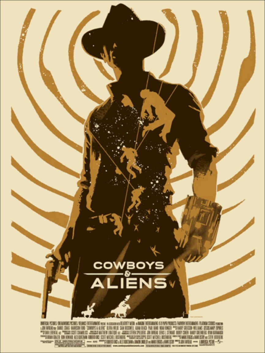 Cowboys Aliens Poster Vintage Retro Advert Poster A4 Photo Print